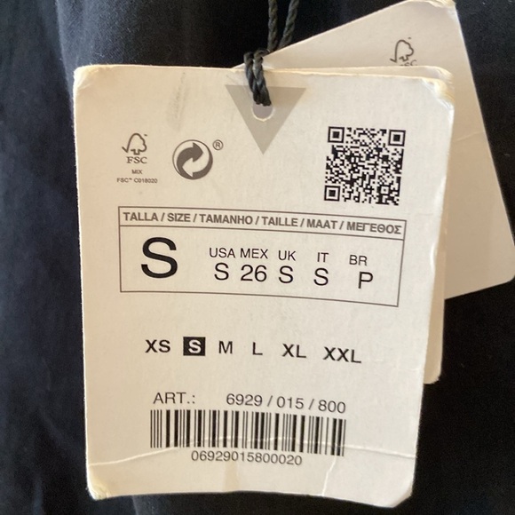 Zara Fillsens Women Dress Small Off Black Soft Elastic Waist V-Neck - Picture 6 of 7